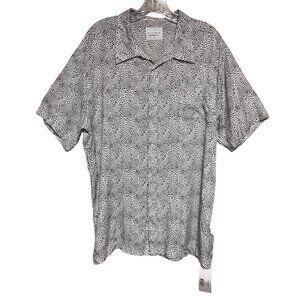 Allfenix Black Montana Cabana Shirt Mens Large Black White Animal Print